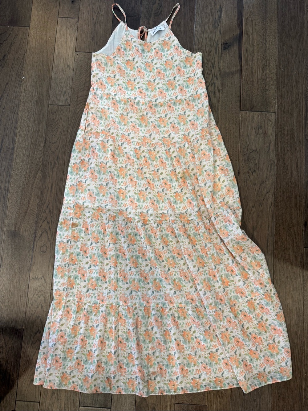 Petal & Pup Peach Floral Maxi Dress with tiered skirt